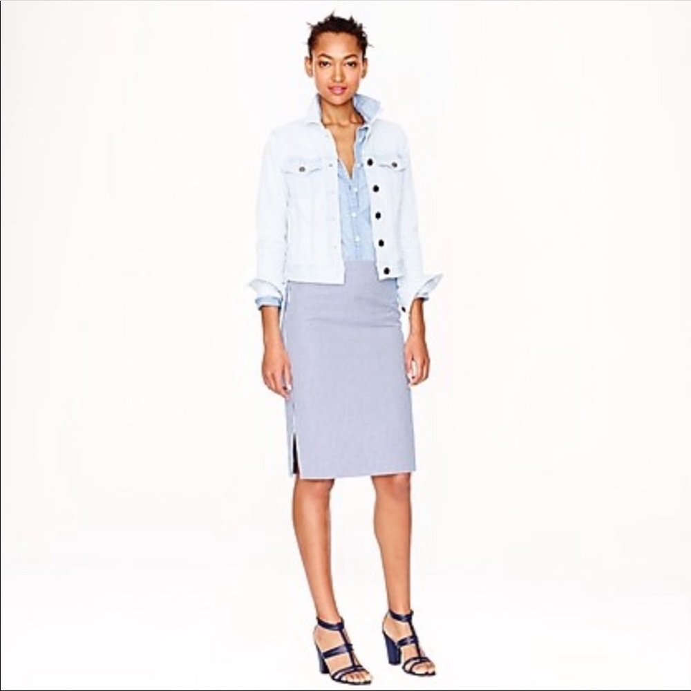 J. Crew Seersucker Pencil Skirt